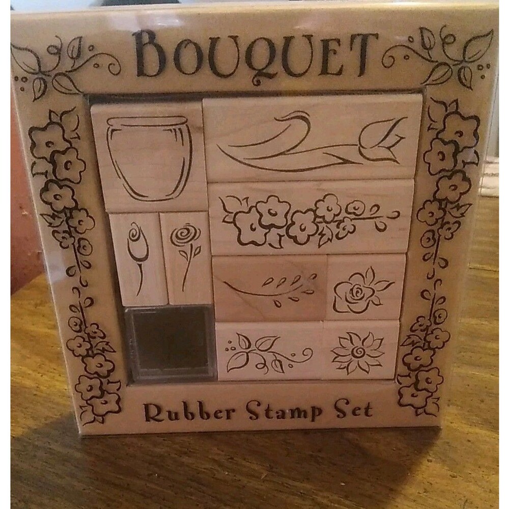 All Night Media - Rubber Stamp Set - Bouquet Set # 2404 R - New - 9 Piece Set
